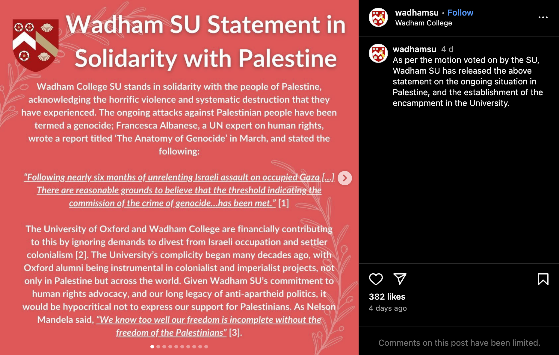 Wadham SU Statement 1