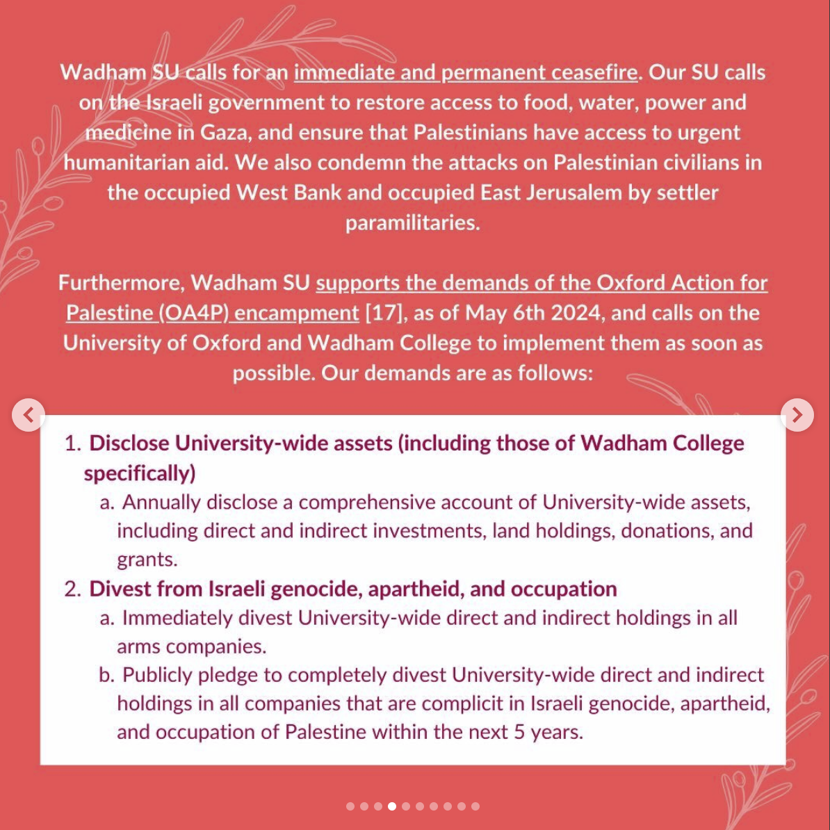 Wadham SU Statement 4